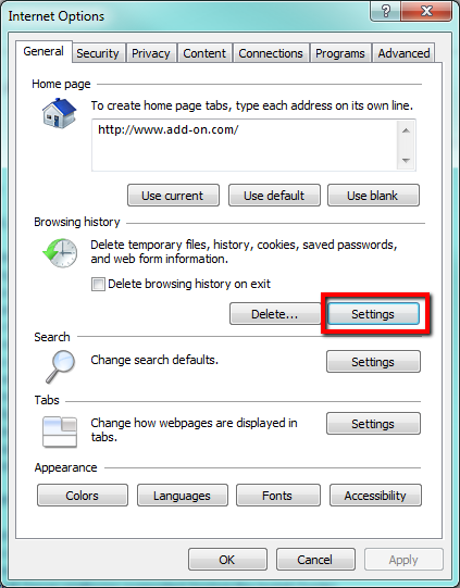 Internet Explorer Settings